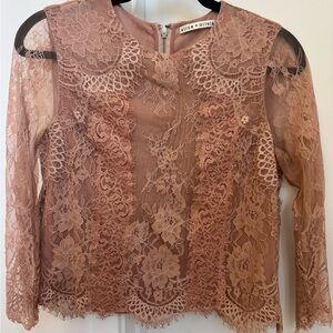 Alice + Olivia Floral Lace Top in Blush